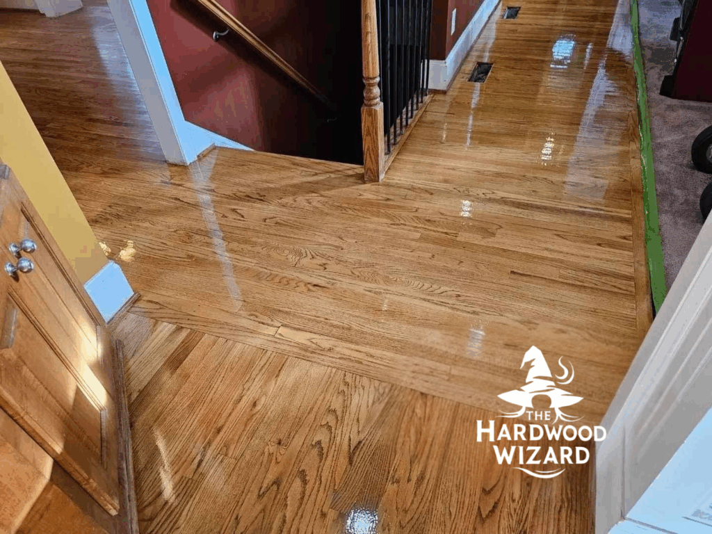 freshly refinished hardwood floor in a Raleigh-Durham home