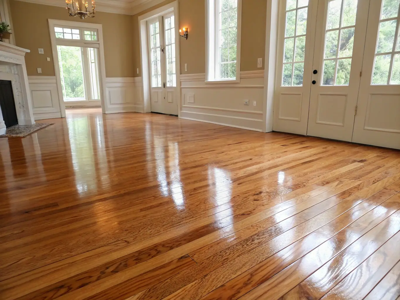 A before-and-after image demonstrating the speed and efficiency of dustless refinishing, with the 'before' side showing worn floors and the 'after' side displaying beautifully refinished floors.